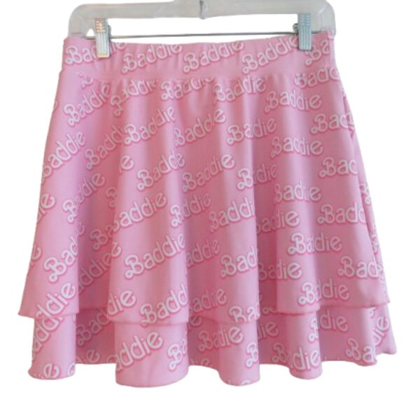 True Colours Dresses & Skirts - TRUE COLOURS Baddie Barbie Tiered Baby Pink Swim Rave Skirt - Size L